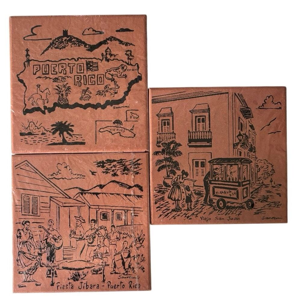 3 Puerto Rico Sanremi Signed Terracotta 6” Tiles *New*